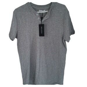 Men's V Neck T-Shirt Size Small Gray Short Sleeve Solid Vestige